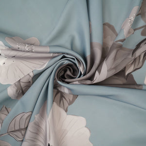 Ice Blue floral print Modal Silk Fabric MTF-31498 - TradeUNO
