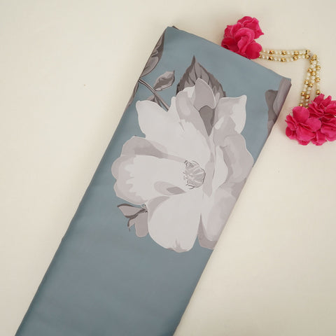 Ice Blue floral print Modal Silk Fabric MTF-31498