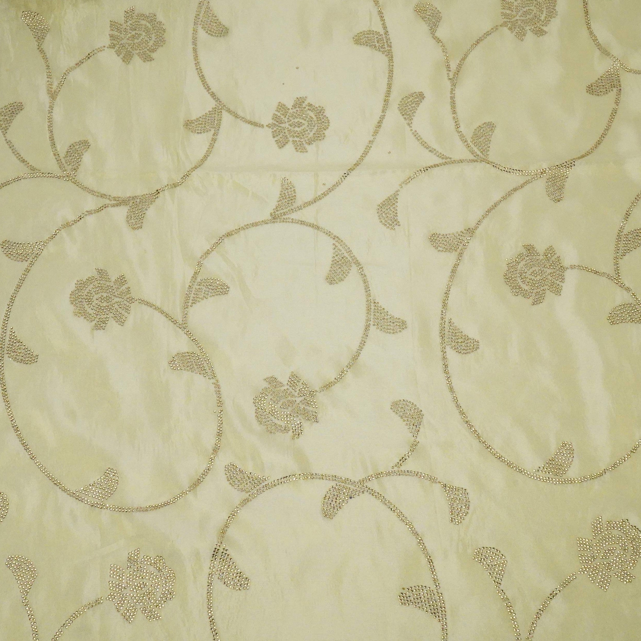 Golden Dyeable Swarovski embroidery Tissue Jari Fabric SU-31039 - TradeUNO