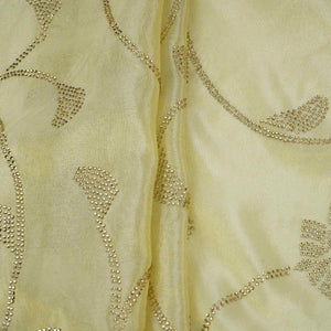Golden Dyeable Swarovski embroidery Tissue Jari Fabric SU-31039 - TradeUNO