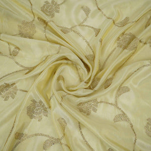 Golden Dyeable Swarovski embroidery Tissue Jari Fabric SU-31039 - TradeUNO