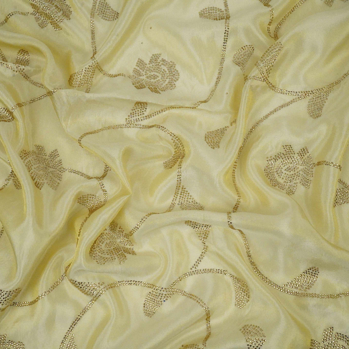 Golden Dyeable Swarovski embroidery Tissue Jari Fabric SU-31039 - TradeUNO