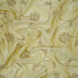 Golden Dyeable Swarovski embroidery Tissue Jari Fabric SU-31039 - TradeUNO