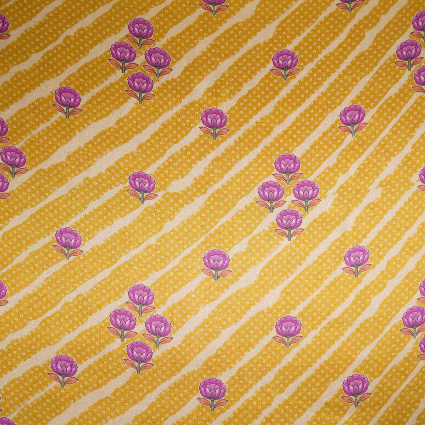 Mustard floral Bandhani print Bemberg Modal Silk Fabric KTP-31396