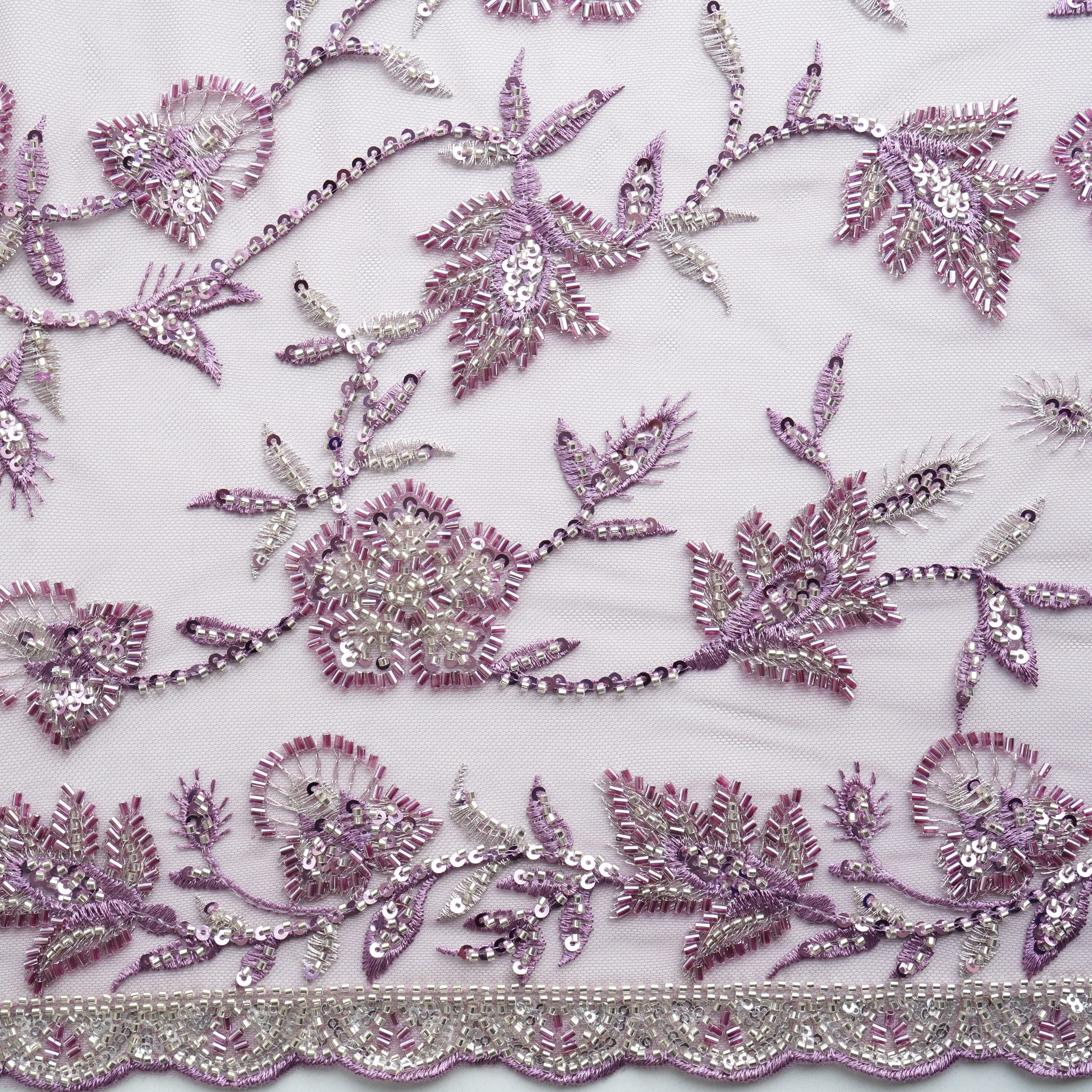 Premium Net Purple Floral CutDana Embroidery Fabric