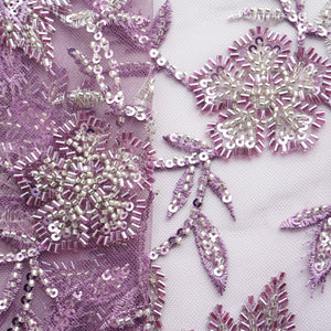 Premium Net Purple Floral CutDana Embroidery Fabric