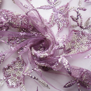 Premium Net Purple Floral CutDana Embroidery Fabric