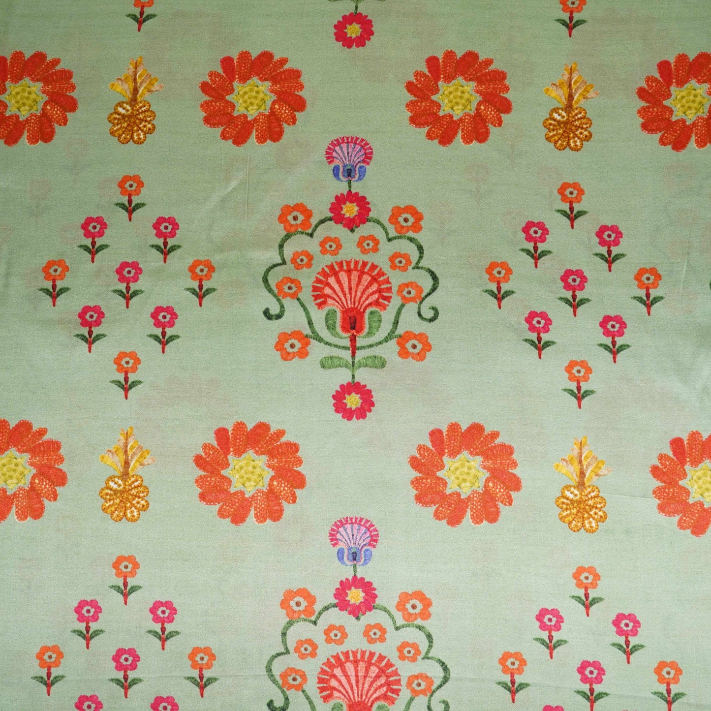 Mint Green Kashmiri floral print Bemberg Modal Silk Fabric KTP-31435