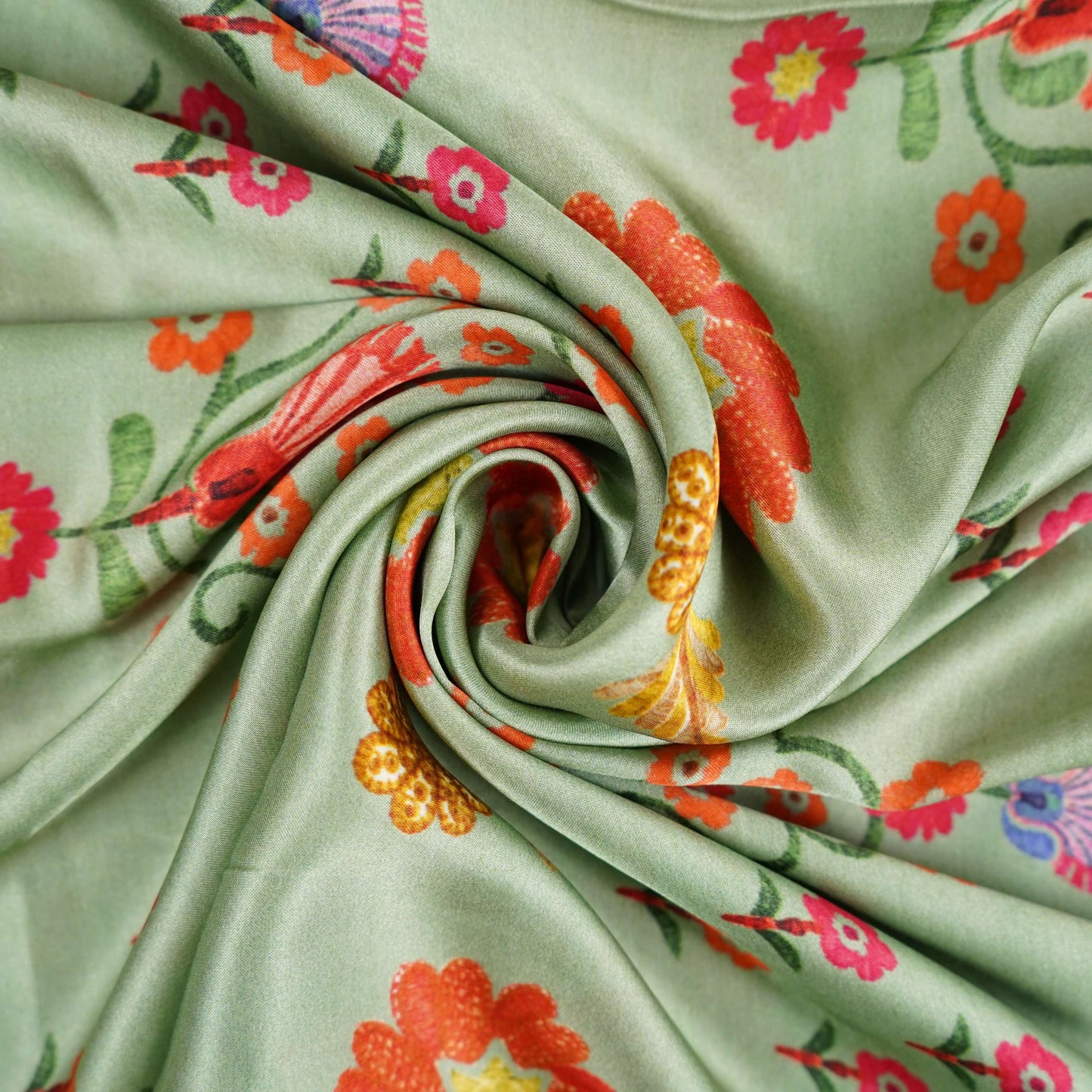 Mint Green Kashmiri floral print Bemberg Modal Silk Fabric KTP-31435