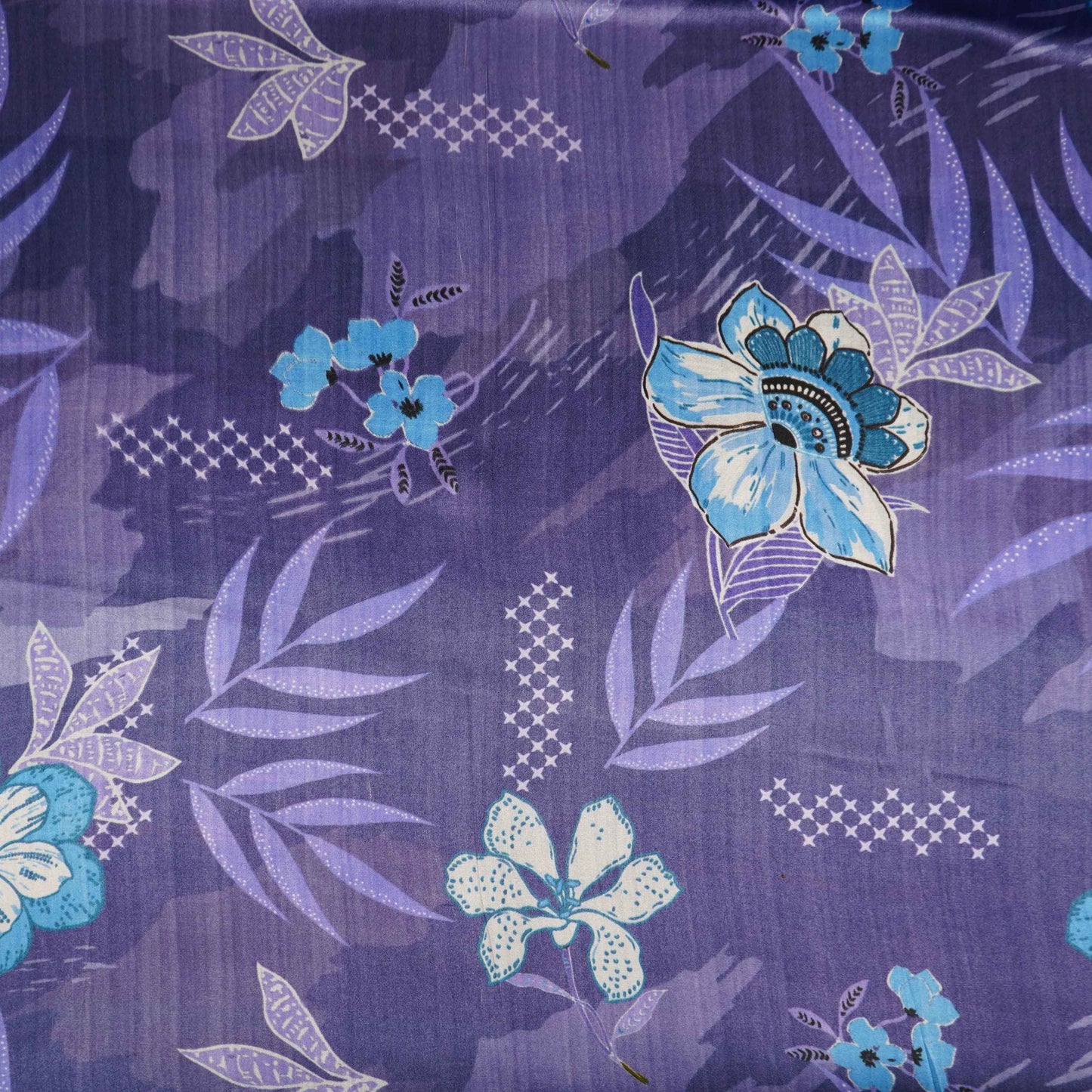 Royal Blue floral print Bemberg Modal Silk Fabric KTP-31422