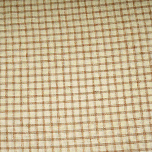 Cream with Brown Check Linen Denim Fabric RS-31216 - TradeUNO