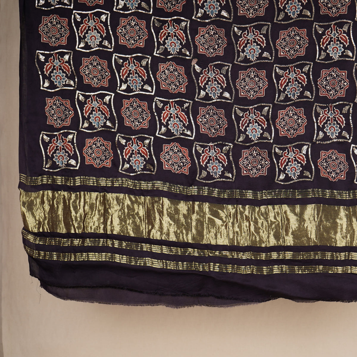 Brown Ajrakh Print Modal Silk Dupatta