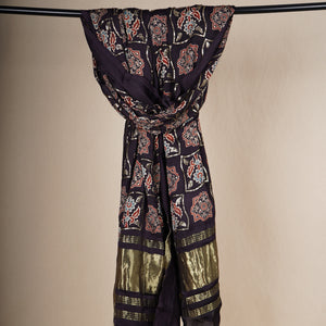 Brown Ajrakh Print Modal Silk Dupatta