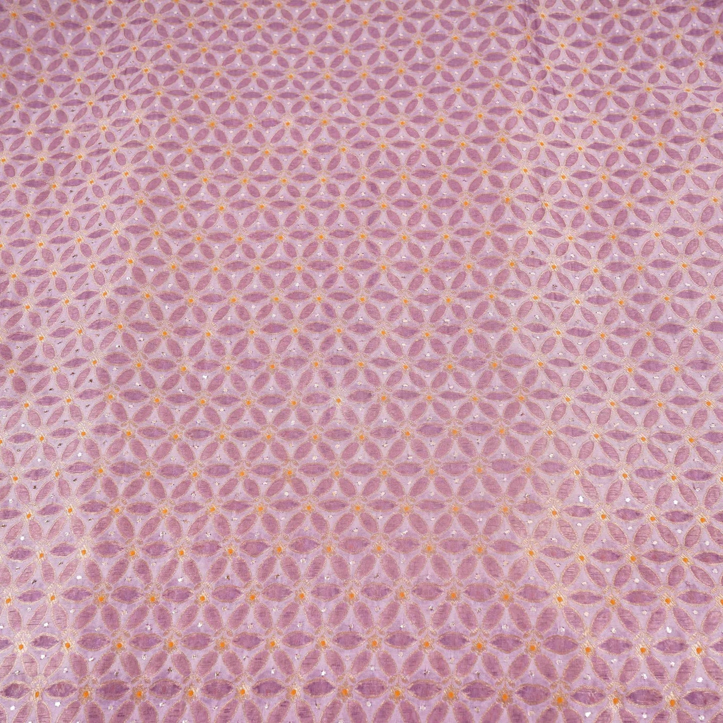Lavender Grey Mukesh Work Organza Brocade Fabric YHF-32836