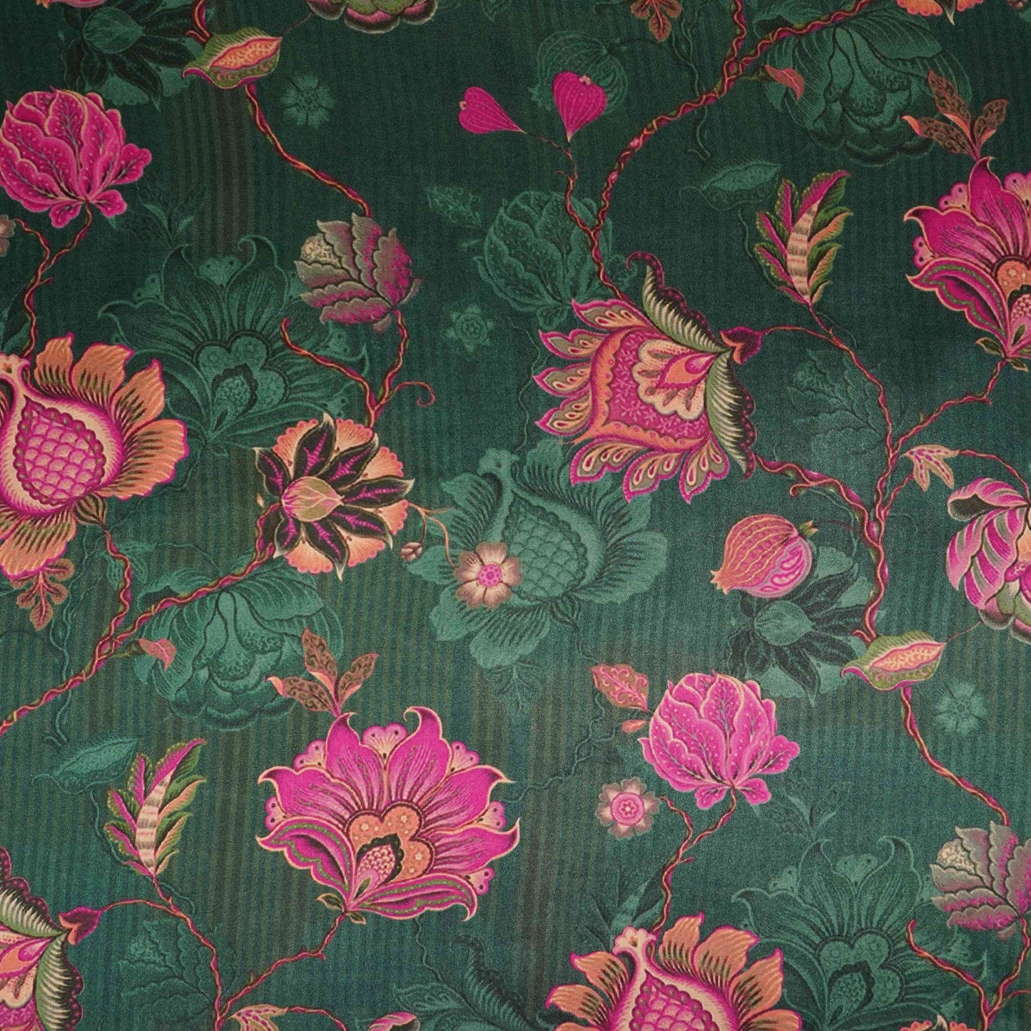 Bottle Green Chintz floral print Bemberg Modal Silk Fabric KTP-31426
