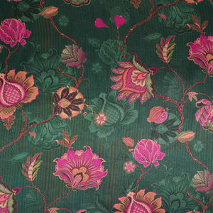 Bottle Green Chintz floral print Bemberg Modal Silk Fabric KTP-31426 - TradeUNO