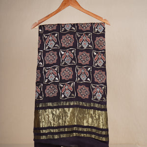 Brown Ajrakh Print Modal Silk Dupatta