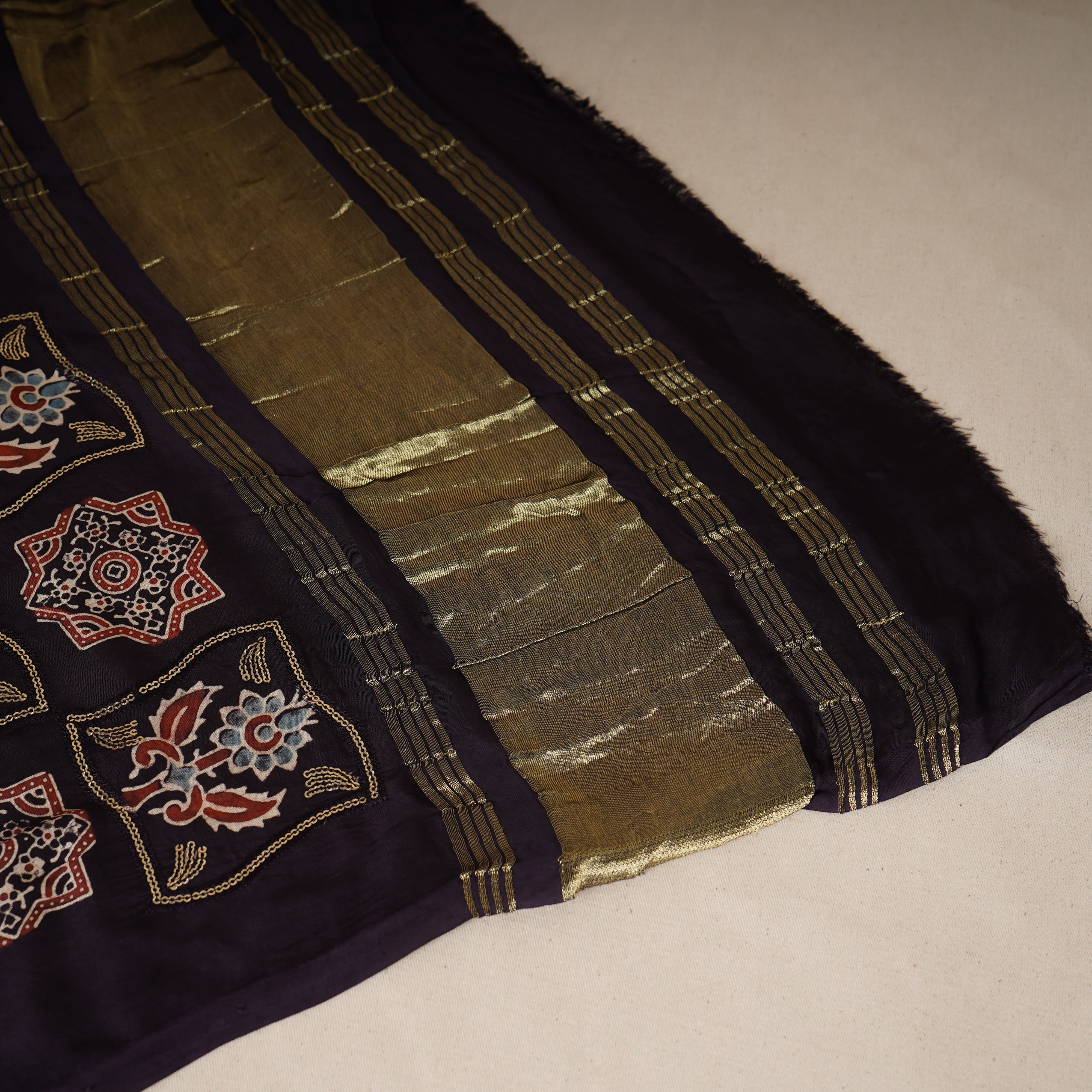 Brown Ajrakh Print Modal Silk Dupatta