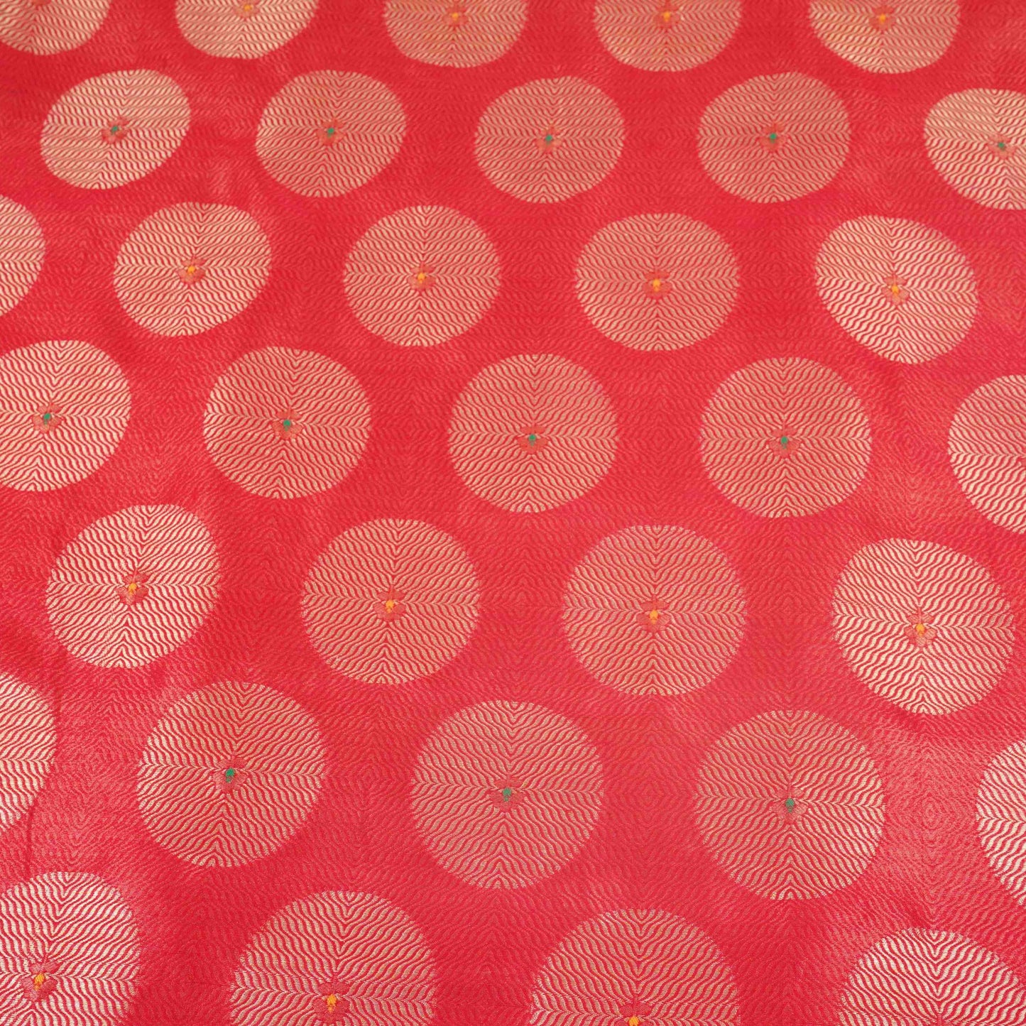 Red Zari Buta Dupion Silk Tissue Fabric YHF-32819