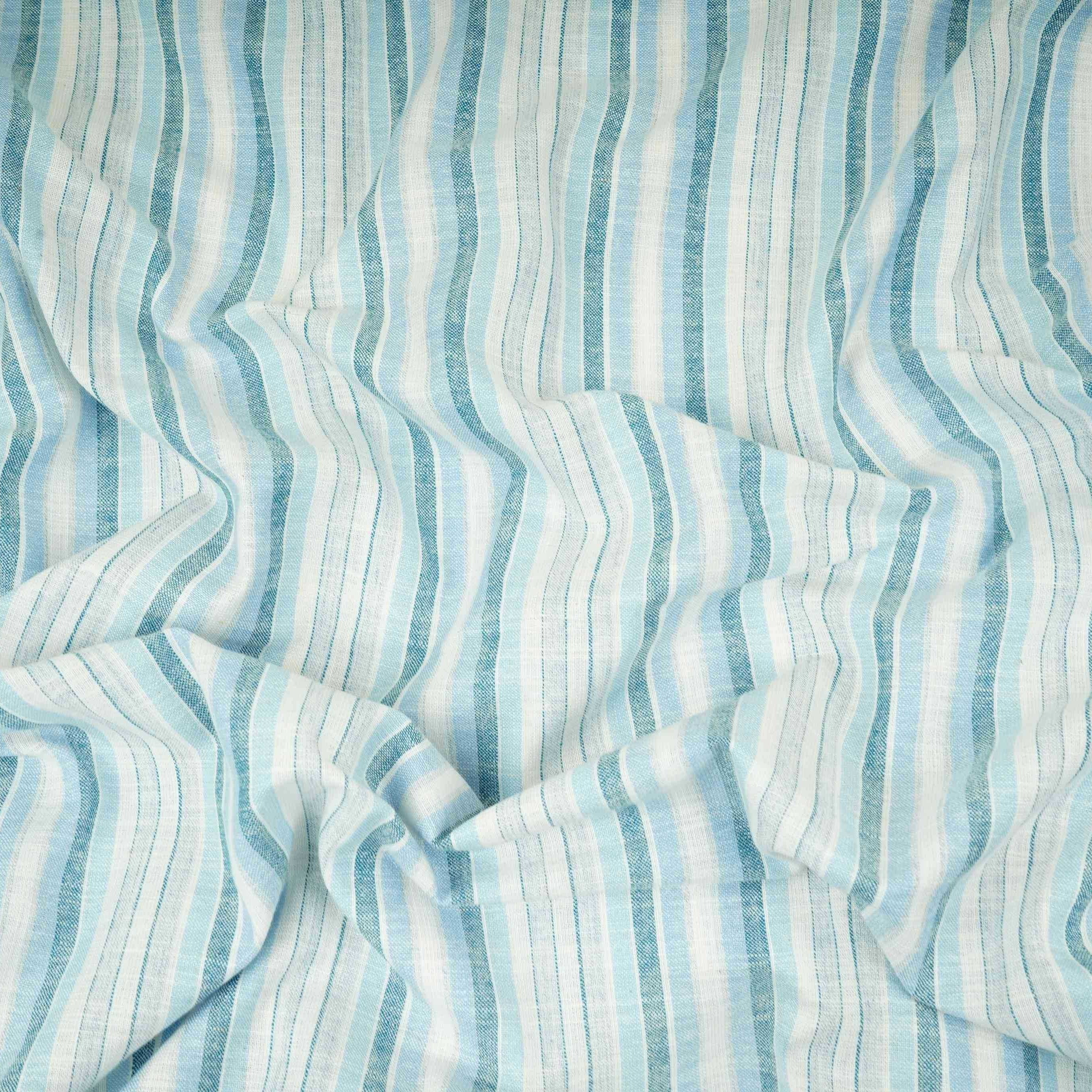 Blue & White Stripes Linen Fabric RS-31213 - TradeUNO