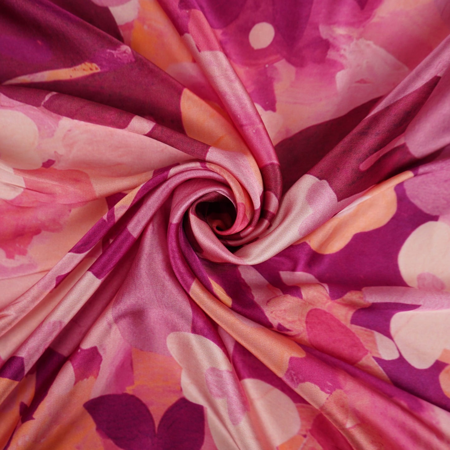 Pink floral print Bemberg Modal Silk Fabric KTP-31418