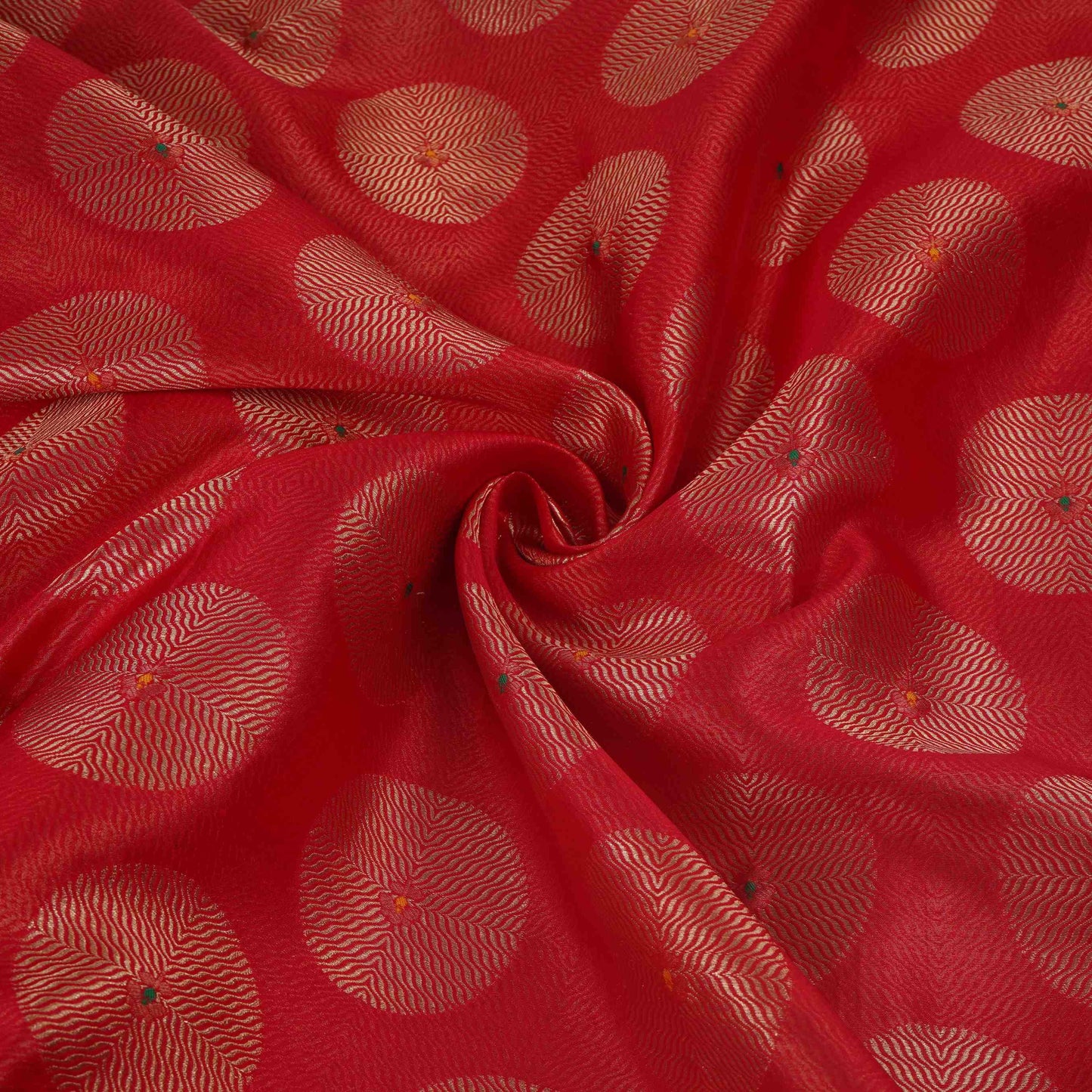 Red Zari Buta Dupion Silk Tissue Fabric YHF-32819