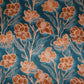 Teal Blue floral print Bemberg Modal Silk Fabric KTP-31428