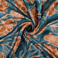 Teal Blue floral print Bemberg Modal Silk Fabric KTP-31428