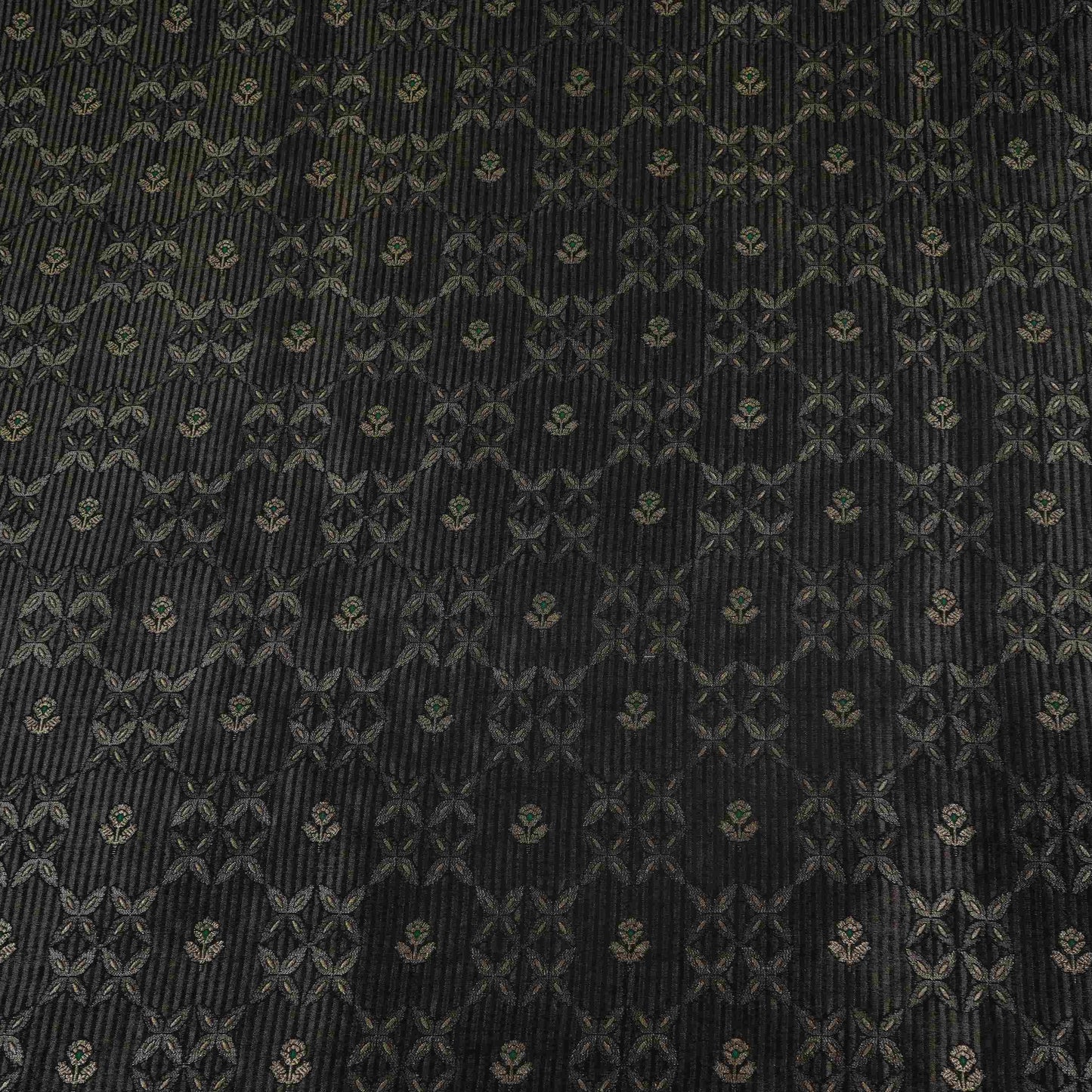Black Jaal Dupion Silk Tissue Fabric YHF-32858