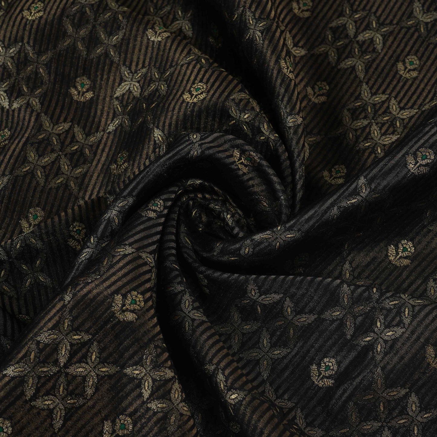 Black Jaal Dupion Silk Tissue Fabric YHF-32858