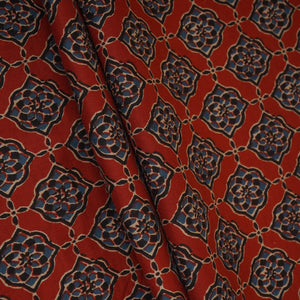 Red Ajrakh Print Cotton Fabric AFI-29570 - TradeUNO