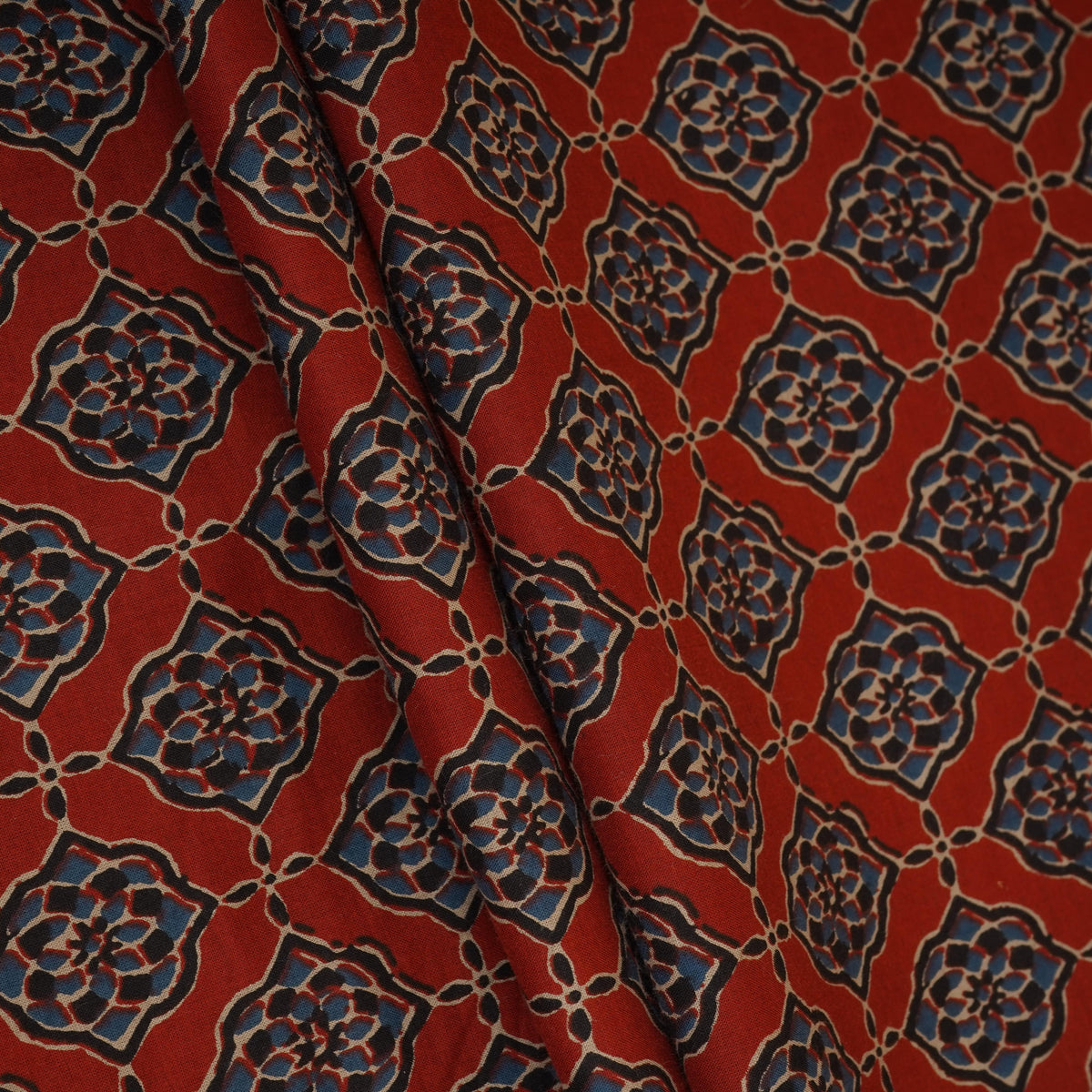 Red Ajrakh Print Cotton Fabric AFI-29570 - TradeUNO