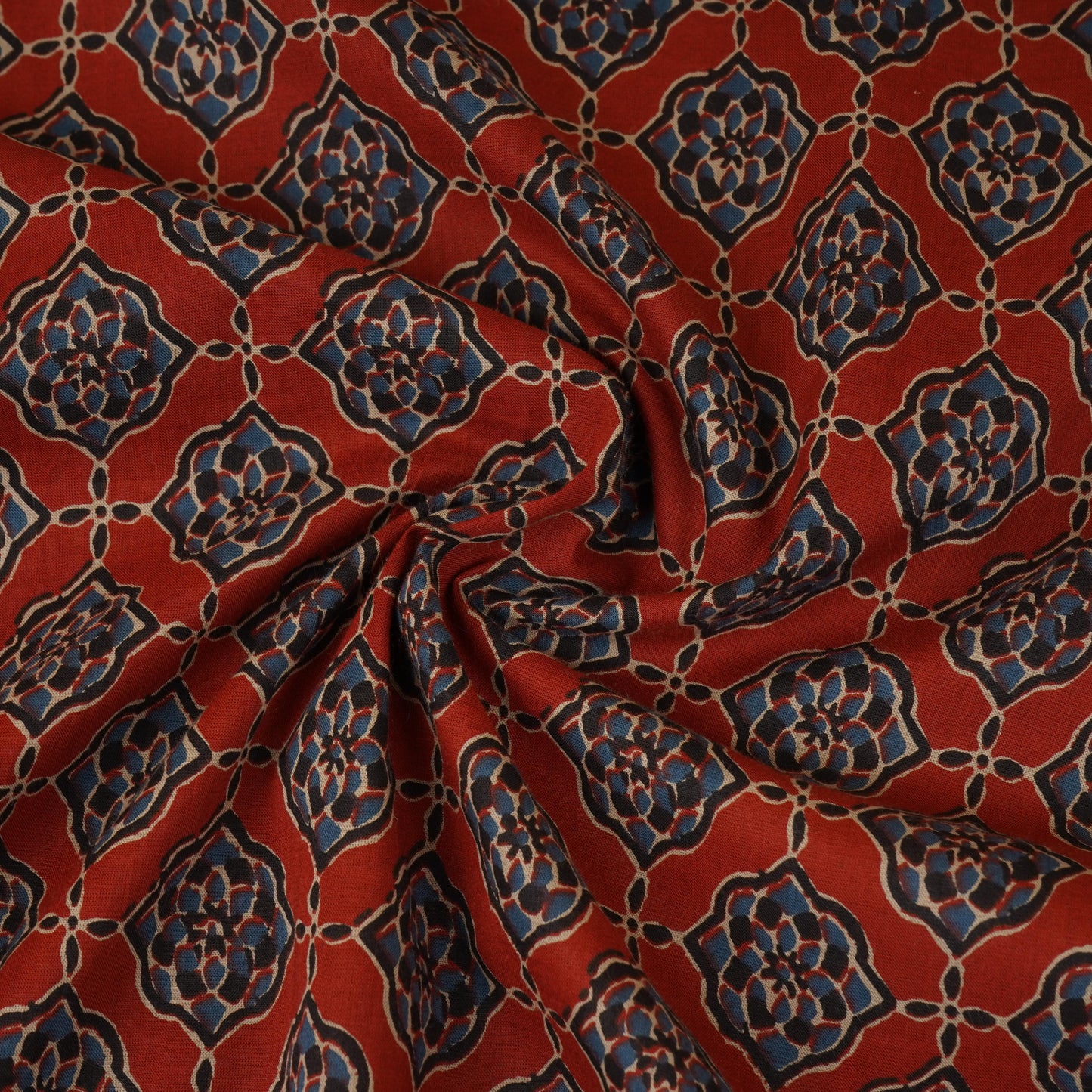 Red Ajrakh Print Cotton Fabric AFI-29570