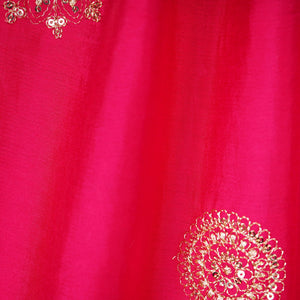Pink Bandhani Zari Sequin embroidery Cotton Silk Dupatta