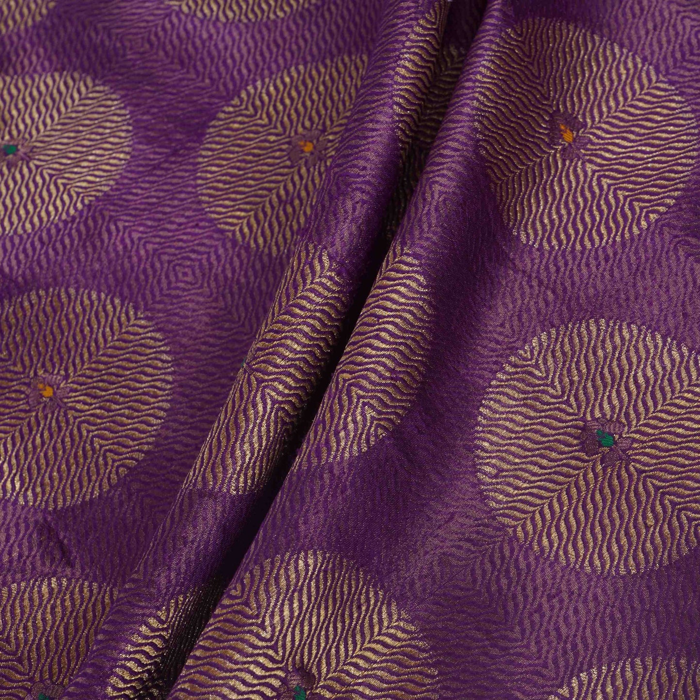 Royal Blue Zari Buta Dupion Silk Tissue Fabric YHF-32818
