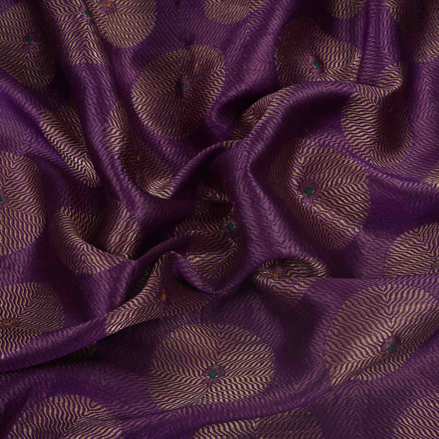 Royal Blue Zari Buta Dupion Silk Tissue Fabric YHF-32818