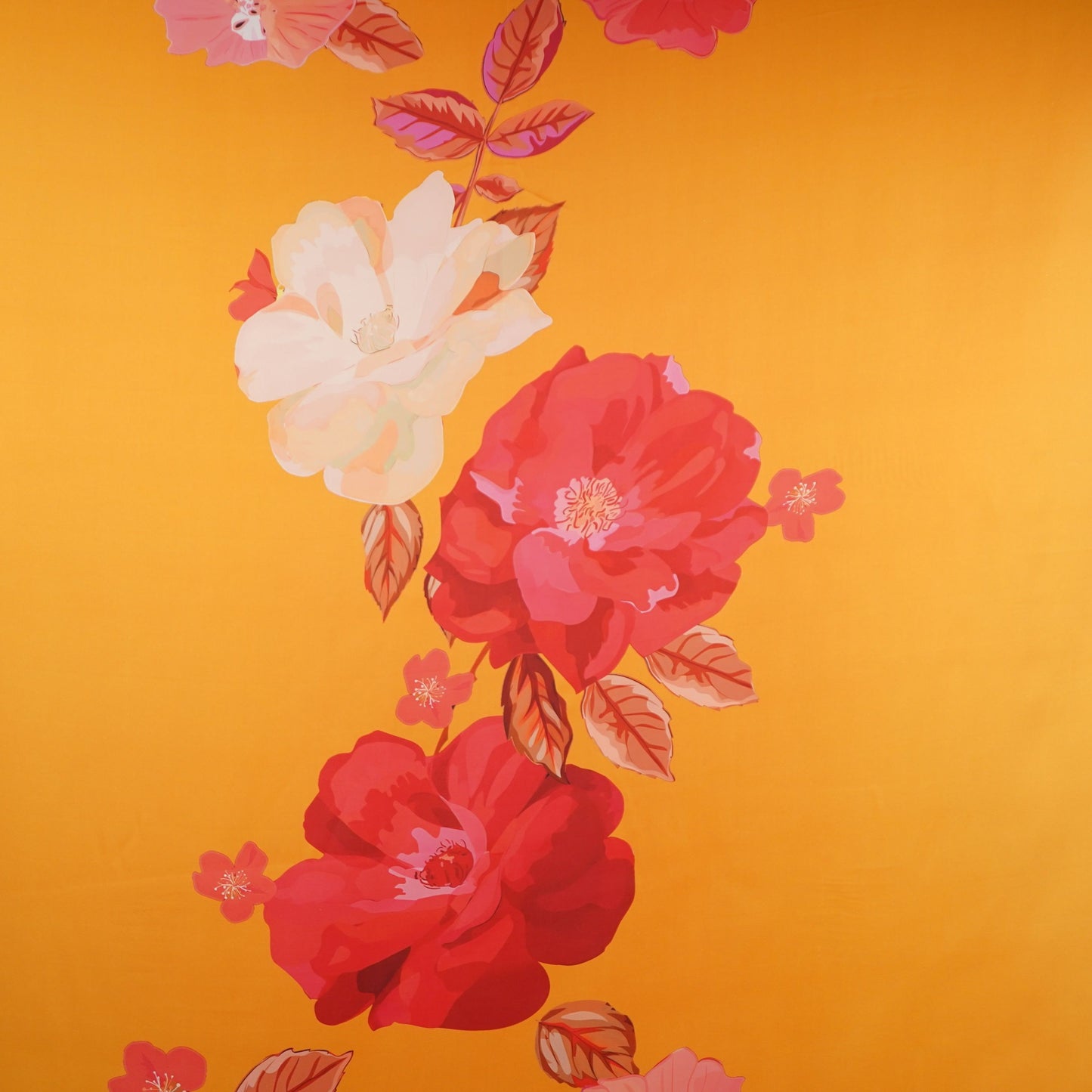 Mustard Yellow floral print Modal Silk Fabric MTF-31495