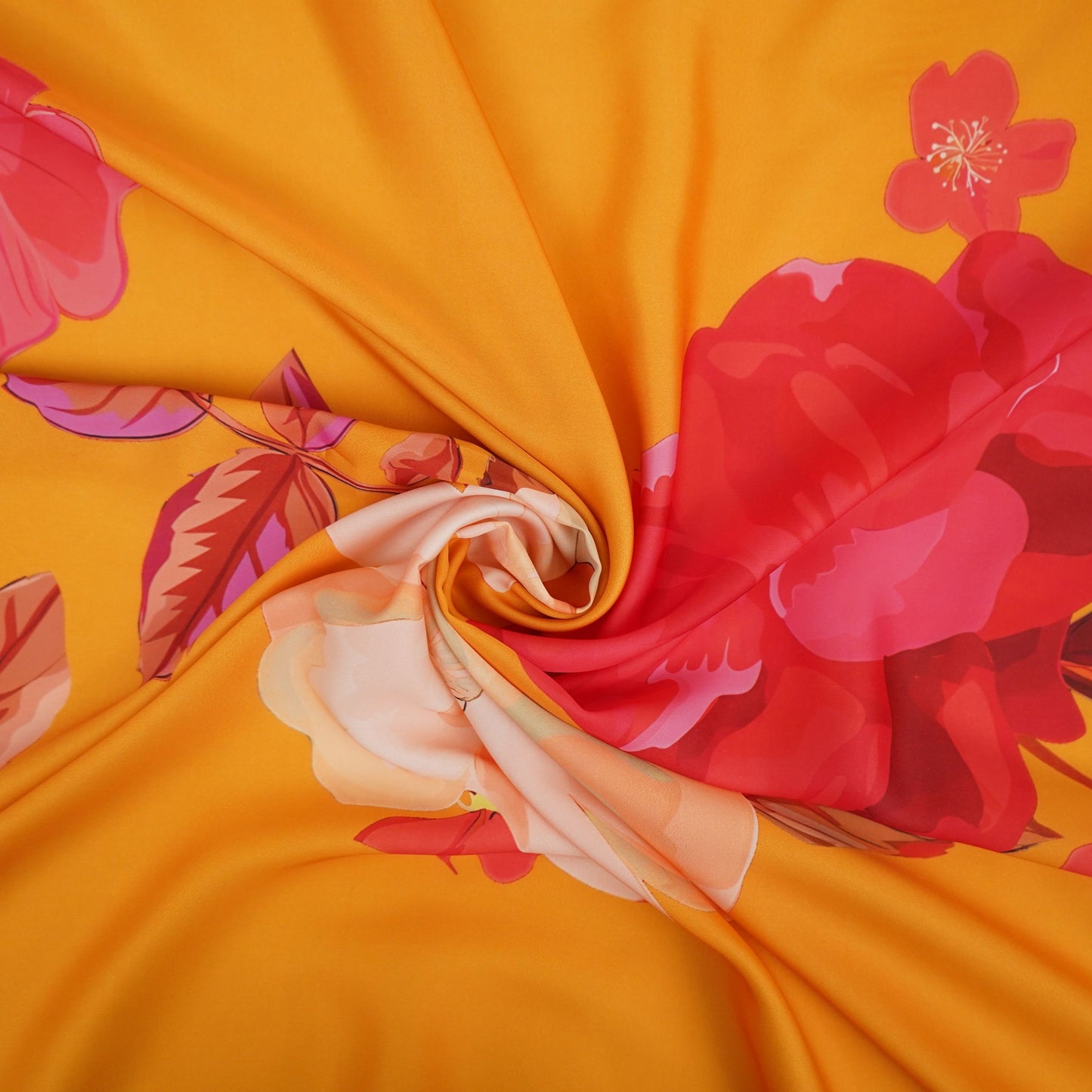 Mustard Yellow floral print Modal Silk Fabric MTF-31495