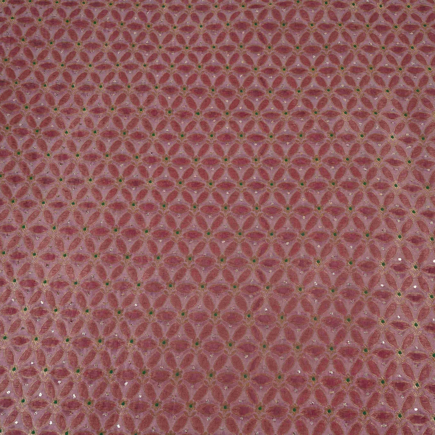 Light Lilac Mukesh Work Organza Brocade Fabric YHF-32835