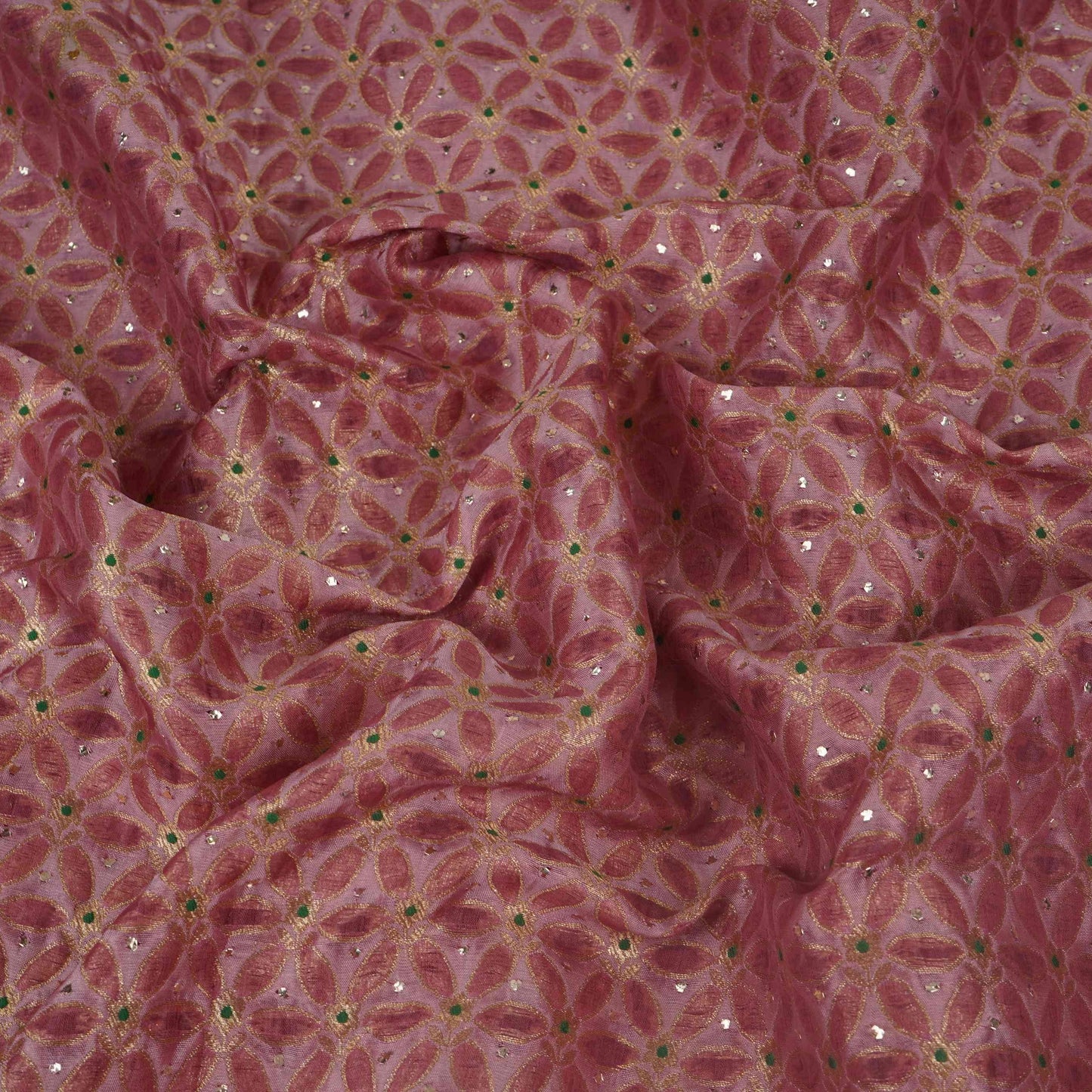 Light Lilac Mukesh Work Organza Brocade Fabric YHF-32835