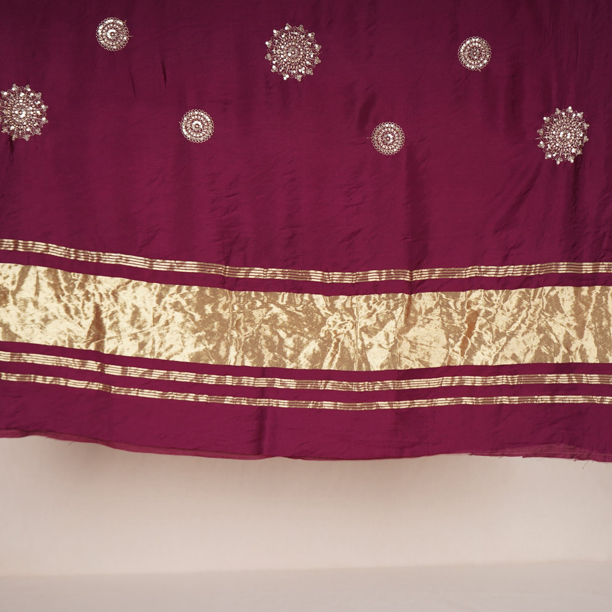 Wine Buta Work with sequin embroidery Cotton Silk Dupatta
