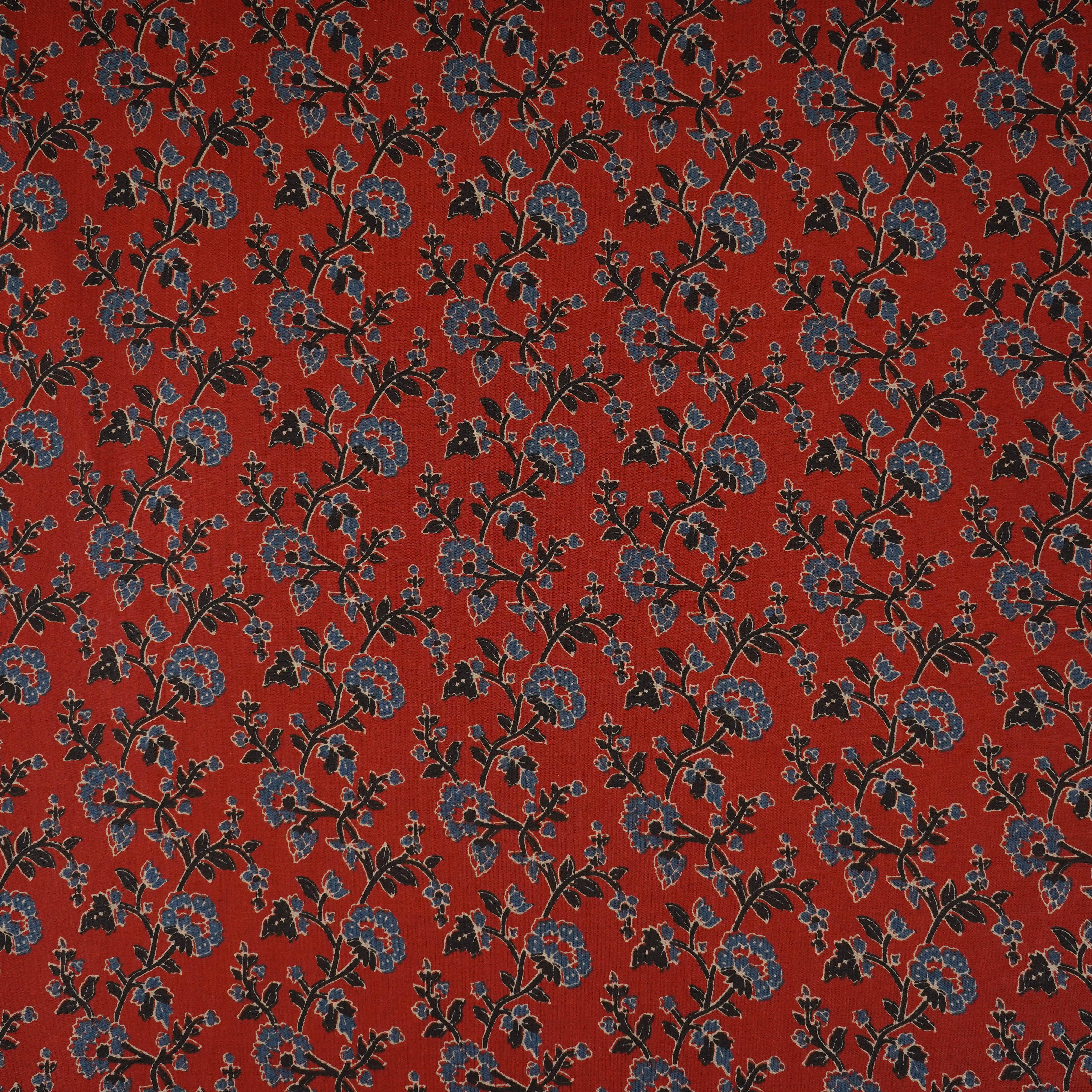 Maroon Floral Print Cotton Fabric AFI-29576 - TradeUNO