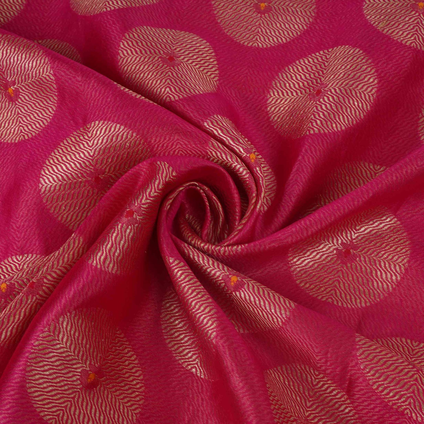 Magenta Pink Zari Buta Dupion Silk Tissue Fabric YHF-32817