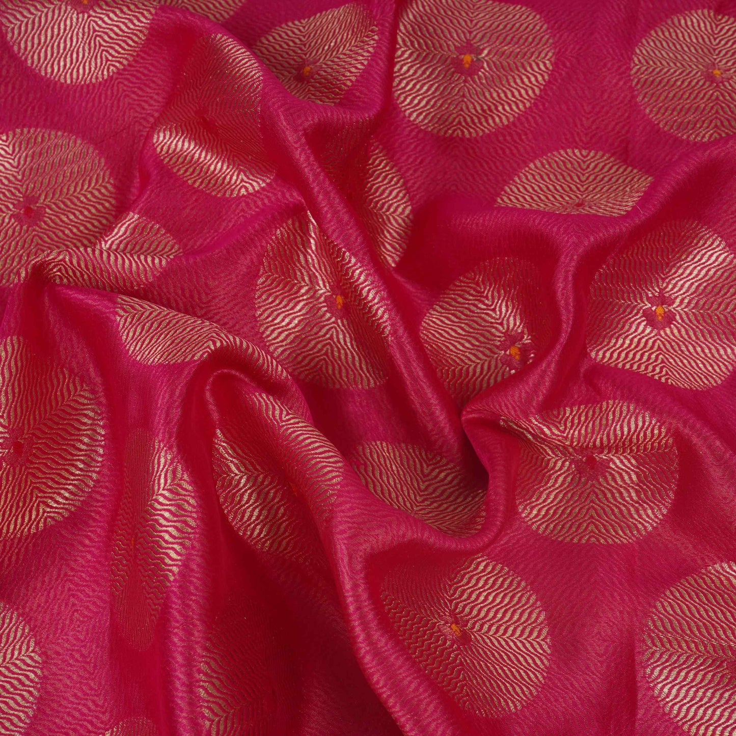 Magenta Pink Zari Buta Dupion Silk Tissue Fabric YHF-32817
