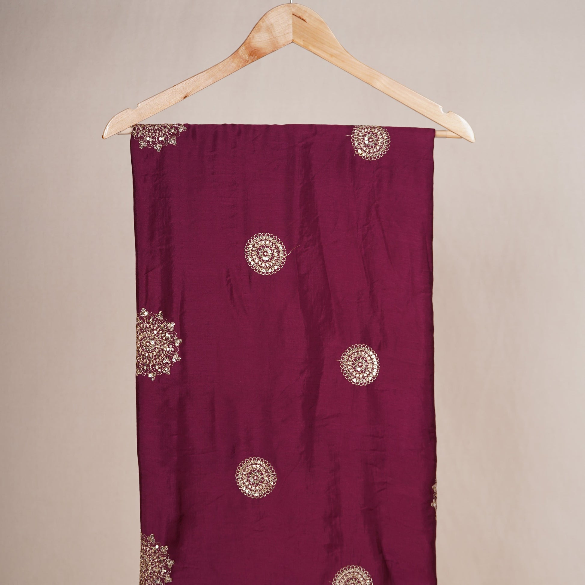Wine Buta Work with sequin embroidery Cotton Silk Dupatta