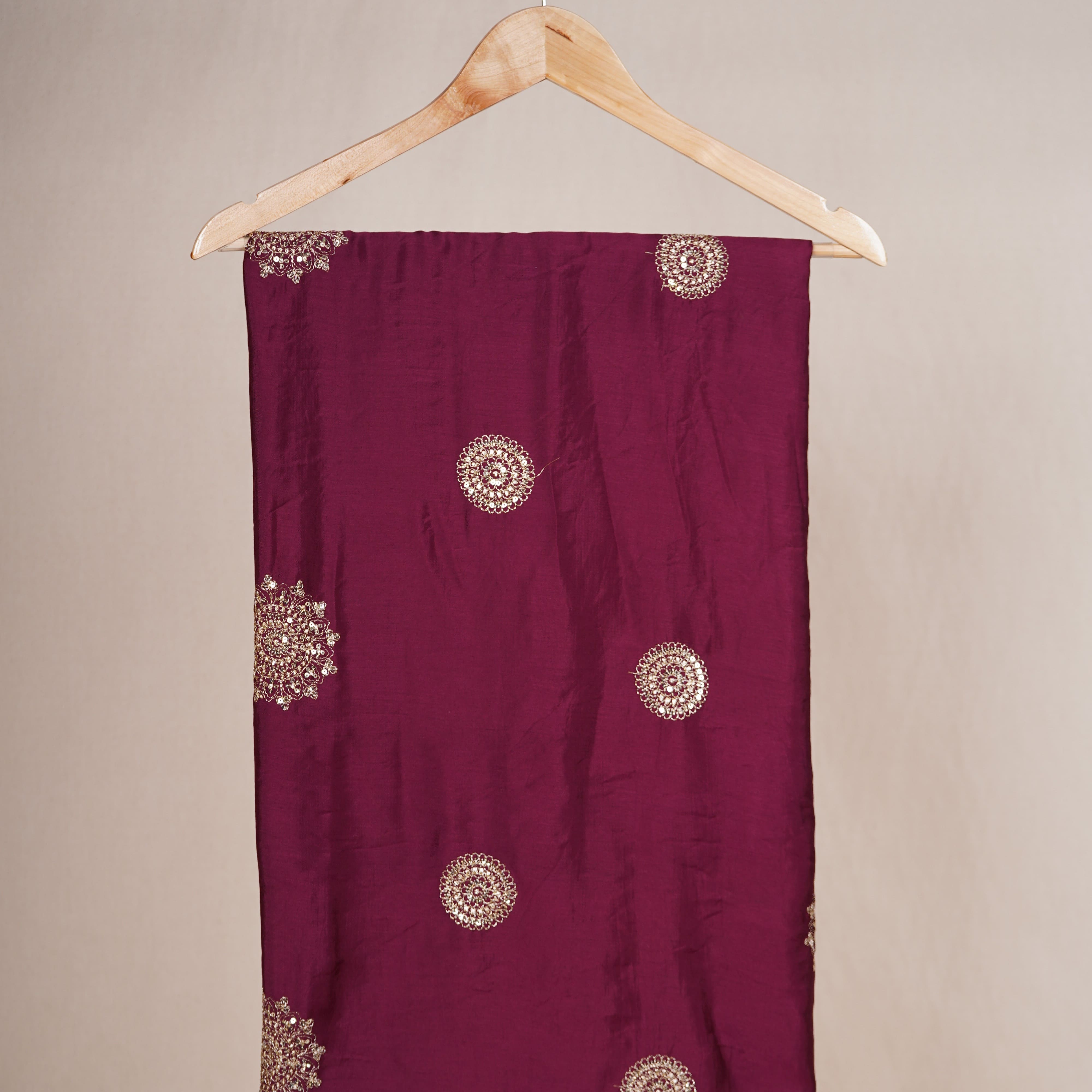 Wine Buta Work with sequin embroidery Cotton Silk Dupatta