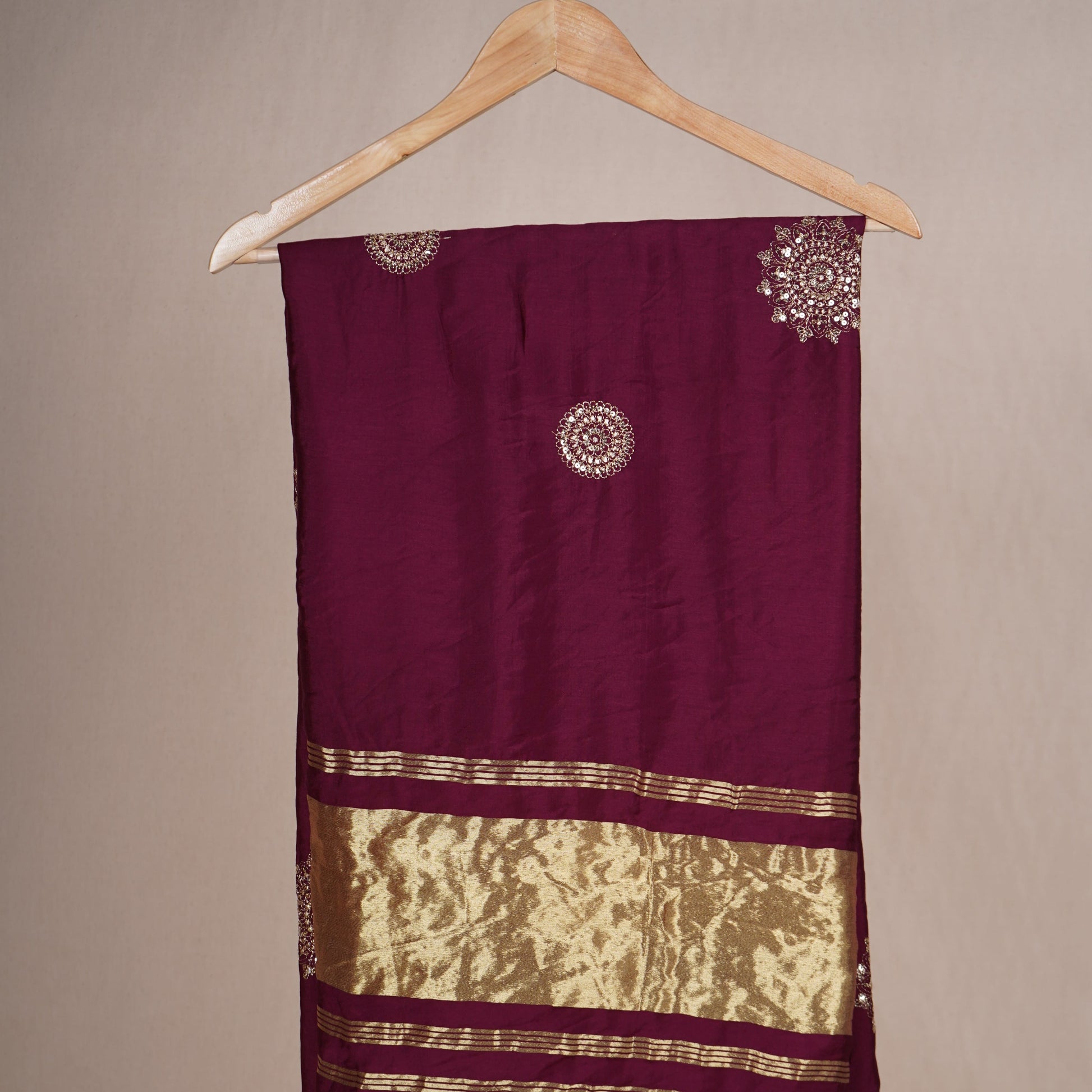 Wine Buta Work with sequin embroidery Cotton Silk Dupatta