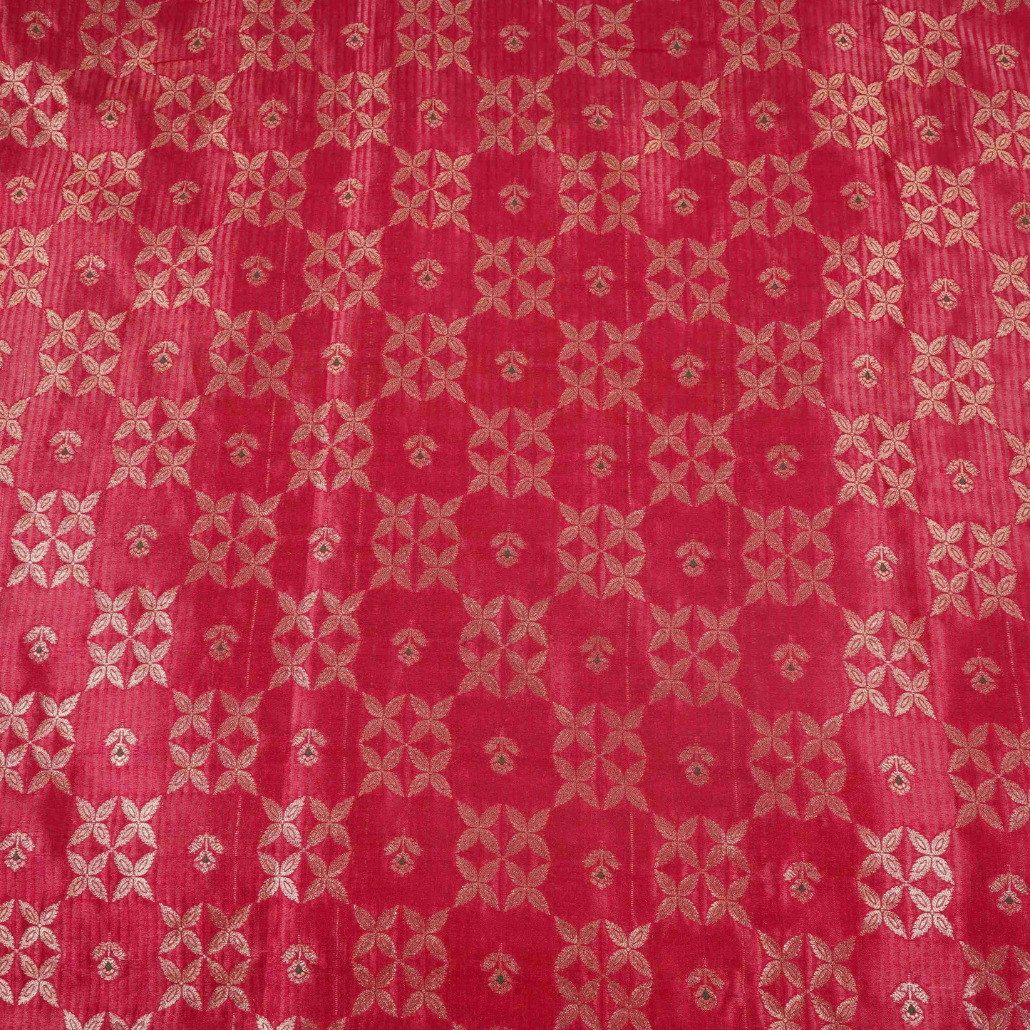 Hot Pink Jaal Dupion Silk Tissue Fabric YHF-32856
