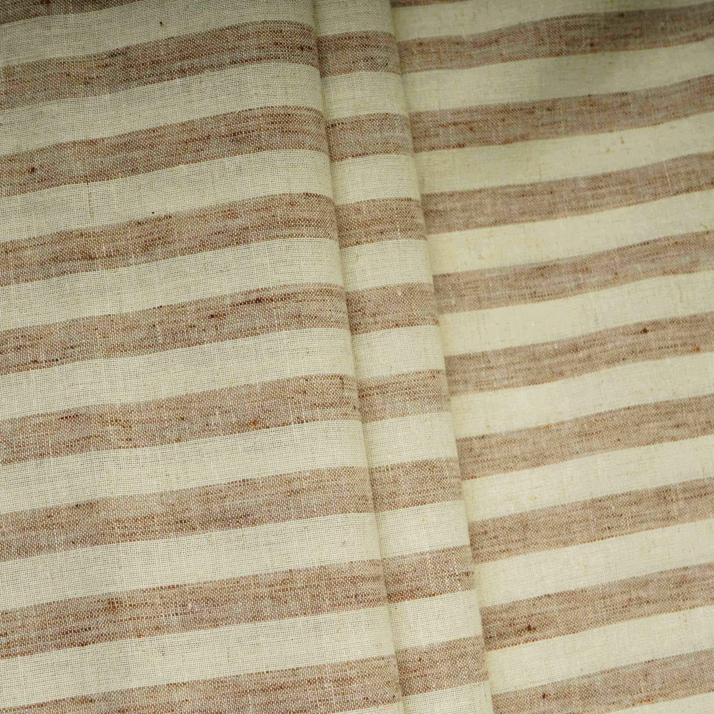 Cream with Brown Stripes Linen Fabric RS-31219