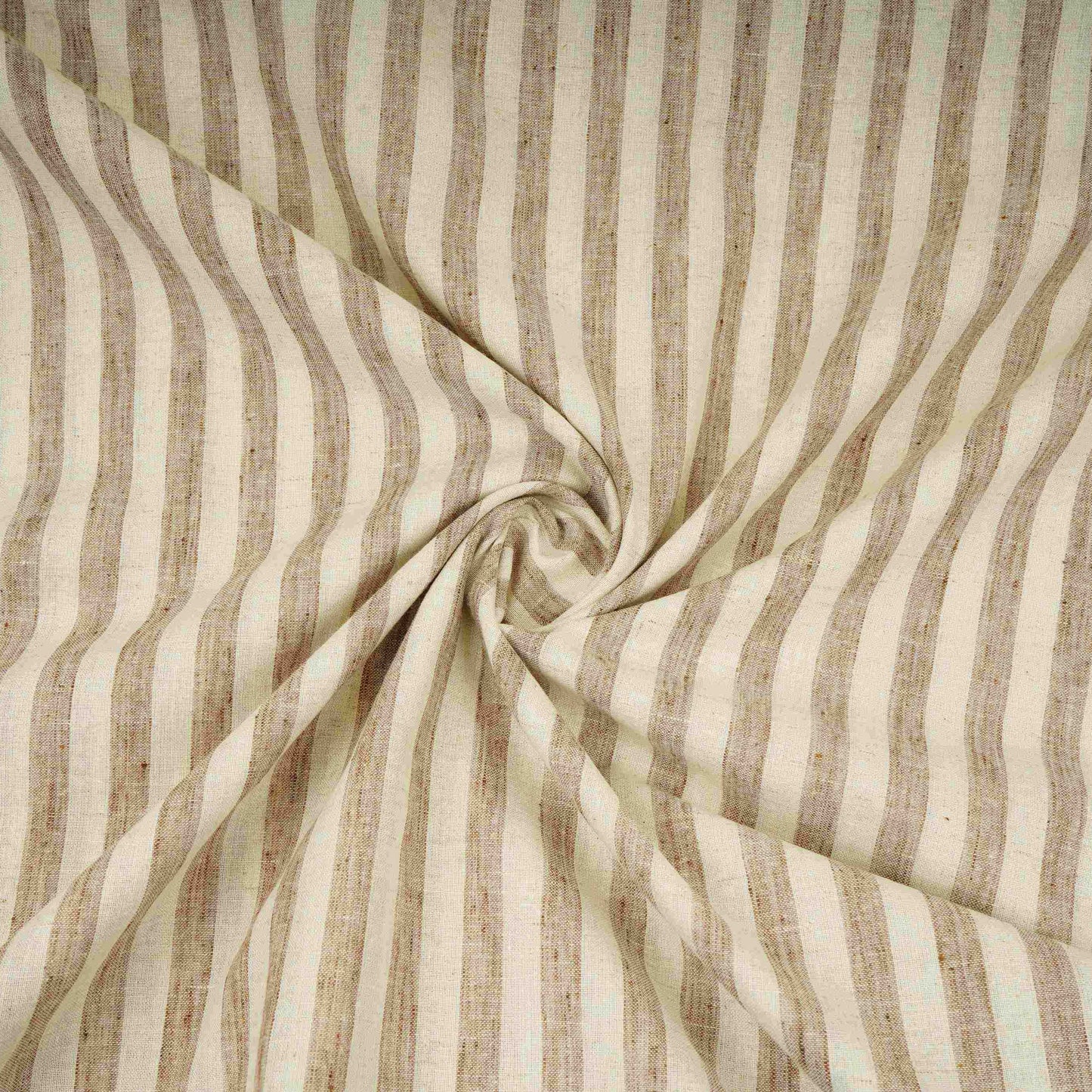 Cream with Brown Stripes Linen Fabric RS-31219